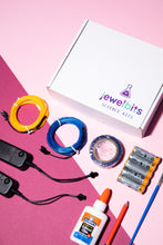 Load image into Gallery viewer, Jewelbits Science Kits: Hello World, Neon -  DIY Party Set (2 White Bands)