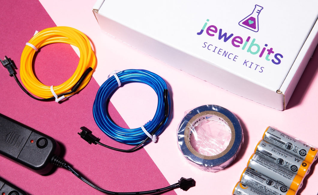 Jewelbits Science Kits: Hello World, Neon -  DIY Party Set (2 White Bands)